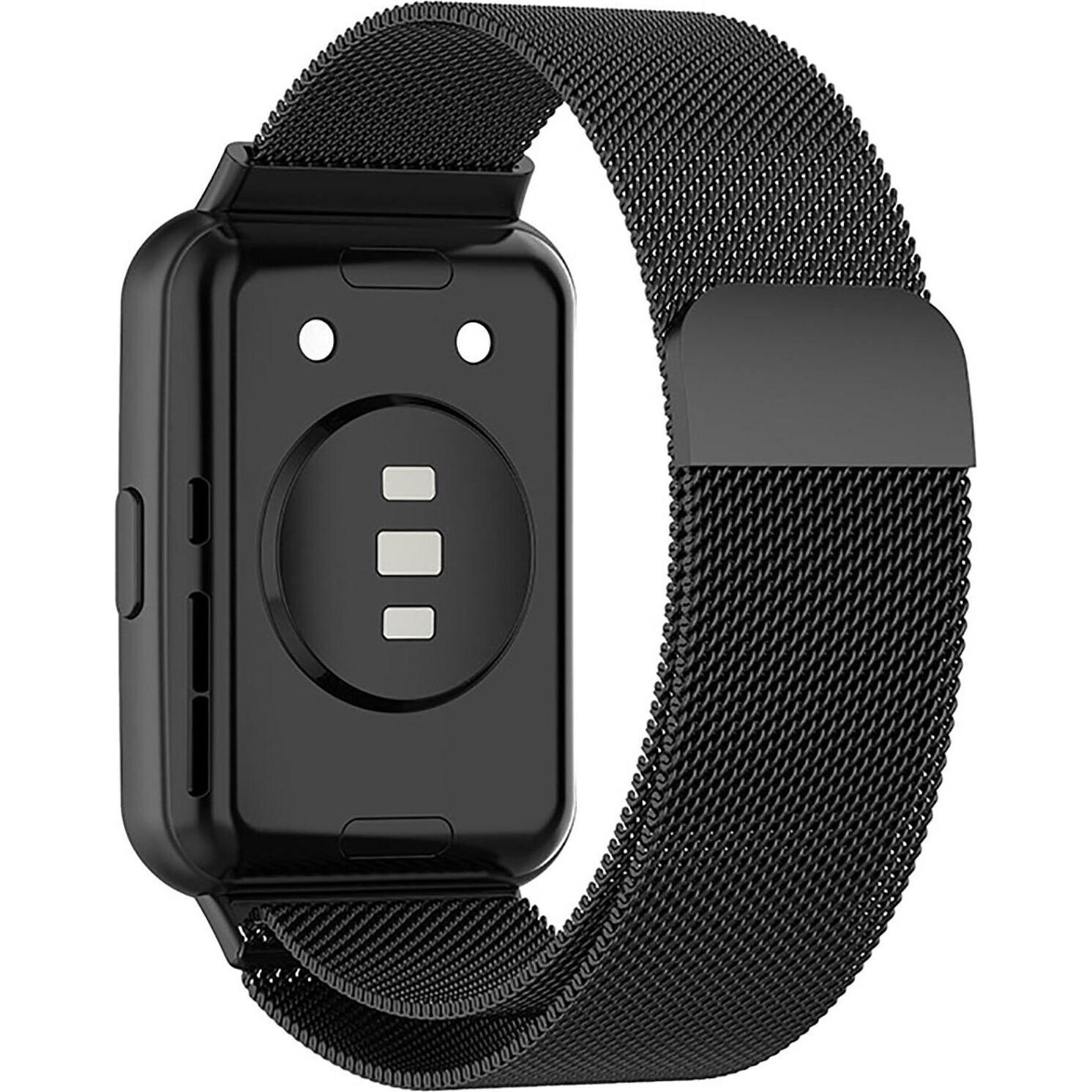 Thumbnail - Strap-it Armband (Gewebter Edelstahl, Huawei Watch Fit 2), Uhrenarmband, Schwarz