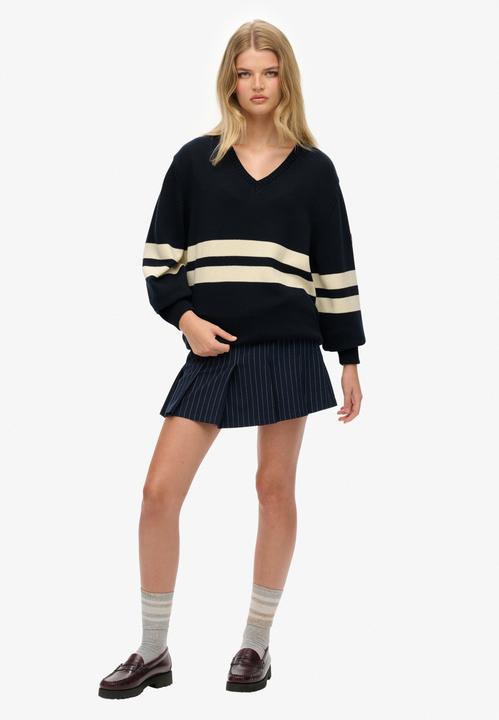 Produktbild Superdry Oversize gestreifter V-Ausschnitt Pullover Damen (L)