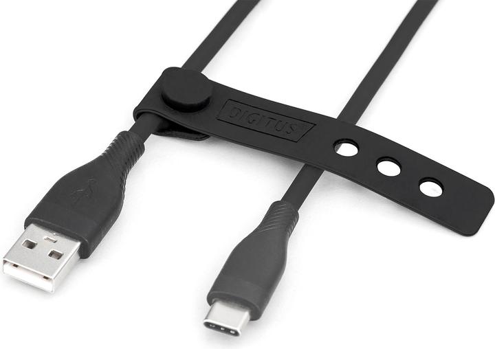 Produktbild Digitus USB-C Silikon Anschlusskabel, 1m, schwarz (1 m, USB 2.0, 60 W)