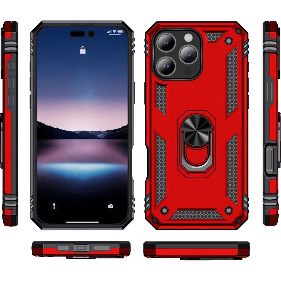 Thumbnail - Cover-Discount iPhone 16 Pro Max - Armor Case mit Kickstand (Apple iPhone 16 Pro Max), Smartphone Hülle, Rot