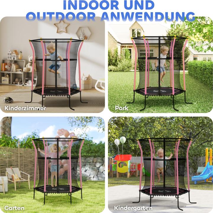 Image du produit Homcom Kindertrampolin Stahl, Kunststoff Rosa (163.50 cm)
