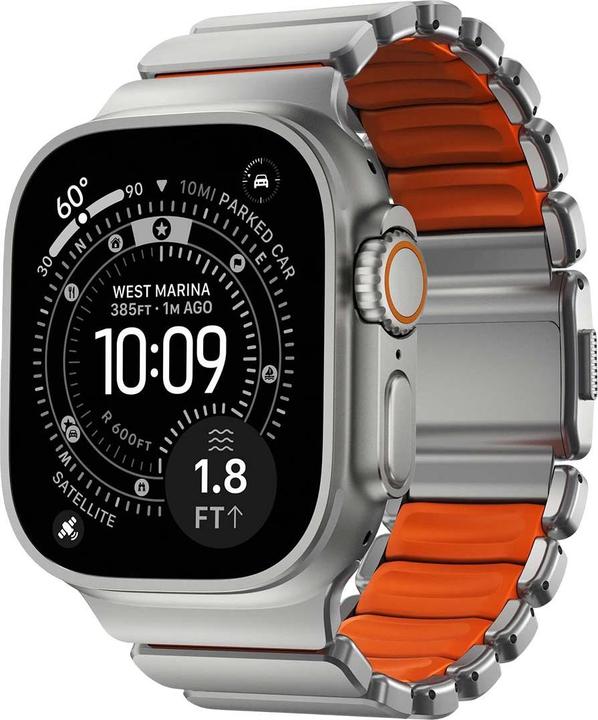 Image du produit Nomad Spartan Band Natural Titanium Ultra Orange 49mm (24 mm, FKM, Titane, Titane)