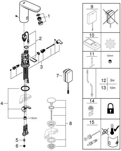 Produktbild Grohe Infrarot-Elektronik EUROSMART CE M-Size, Mischung, 230 V chrom