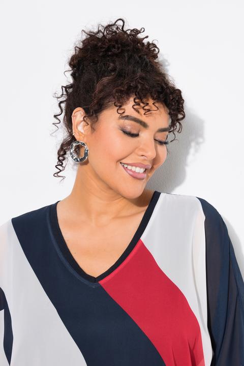 Produktbild Ulla Popken Chiffon-Tunika, doppellagig, V-Ausschnitt, 3/4-Arm (54)
