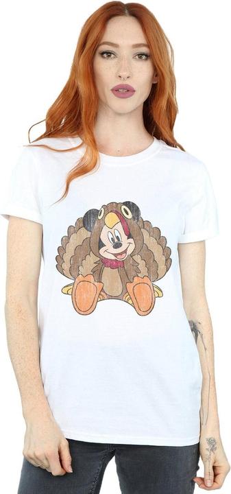 Actual product image Disney Womens/Ladies Mickey Mouse Thanksgiving Turkey Costume Cotton Boyfriend T-Shirt (S)