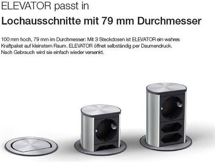 Actual product image Bachmann elevator 1x protective contact 1x cat6 1x usb 3.0 stainless steel (3x, CEE 7/7, 2 m)