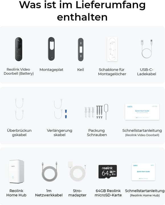 Actual product image Reolink Sonnette vidéo avec hub, 2K Wi-Fi double bande, détection intelligente, sans abonnement