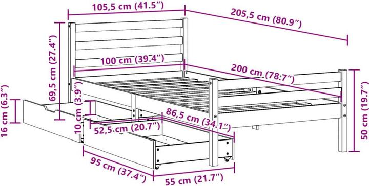 Image du produit vidaXL Bettrahmen (100 x 200 cm)