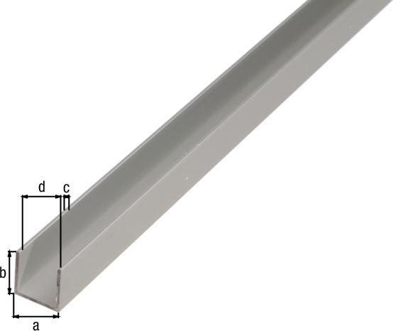Produktbild Magni Alberts 473815 U-Profil Aluminium, silberfarbig eloxiert 1000 x 10 x 8 mm