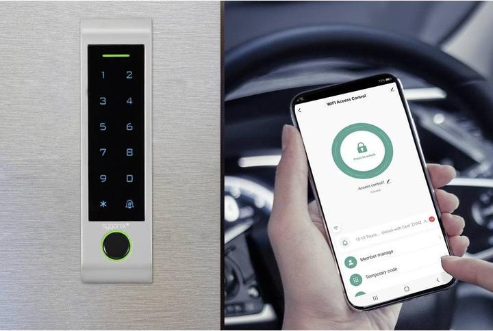 Produktbild Sygonix SY-6121662 Fingerprint/RFID Zugangssystem Oberflächenmontage 12 V/DC, 1 (Fingerabdruck, Elektronische Zahlenkombination, Smartphone, Schlüsselkarte)