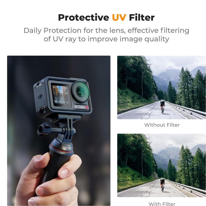 Produktbild K&F Concept UV, HD, Anti-Reflection Green Coating, Waterproof and Scratch Resistant on One Side, For Osmo Action (Osmo Action 4)