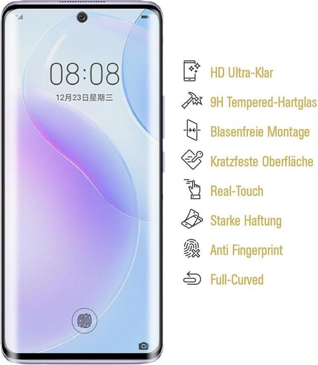 Produktbild Protectorking 1x echtes Tempered 9H Panzerhartglas 3D KLAR (1 Stück, Huawei Nova 9)