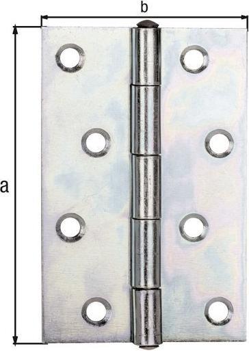 Actual product image Alberts Half-width hinge with riveted brass pin, 101 x 65 mm, galvanised yellow