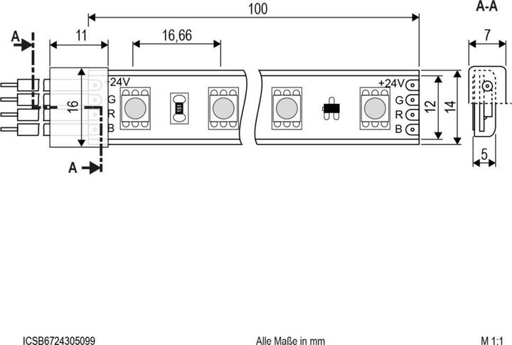 Productafbeelding EVN ICSB6724305099 LED-strip IP67 24V/DC (RGB, 500 cm, Interieur)
