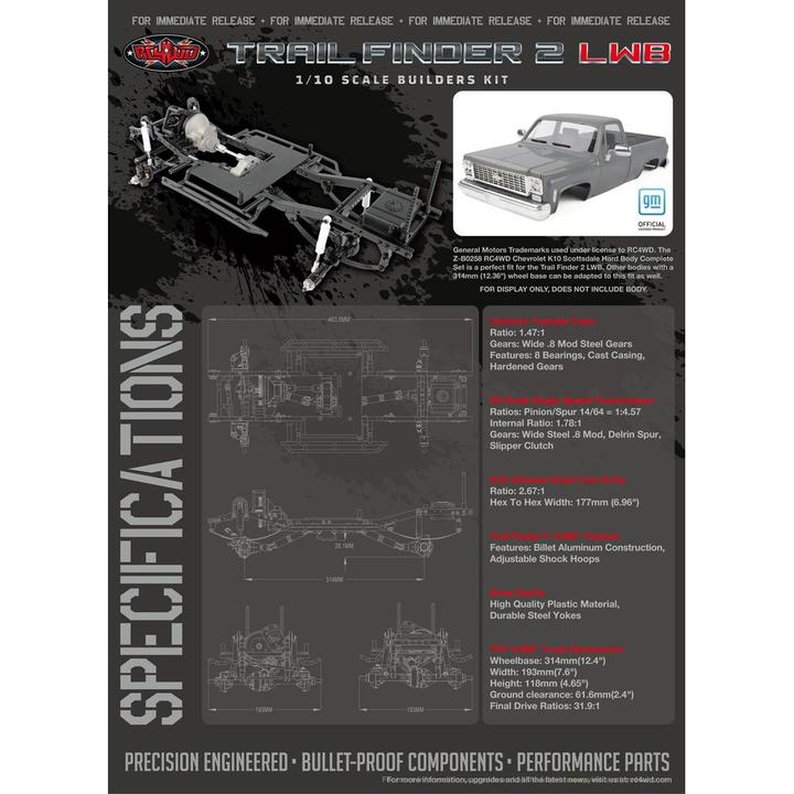 Actual product image Rc4Wd Scale Crawler Trail Finder 2 LWB Chassis Kit, 1:10 (Kit)
