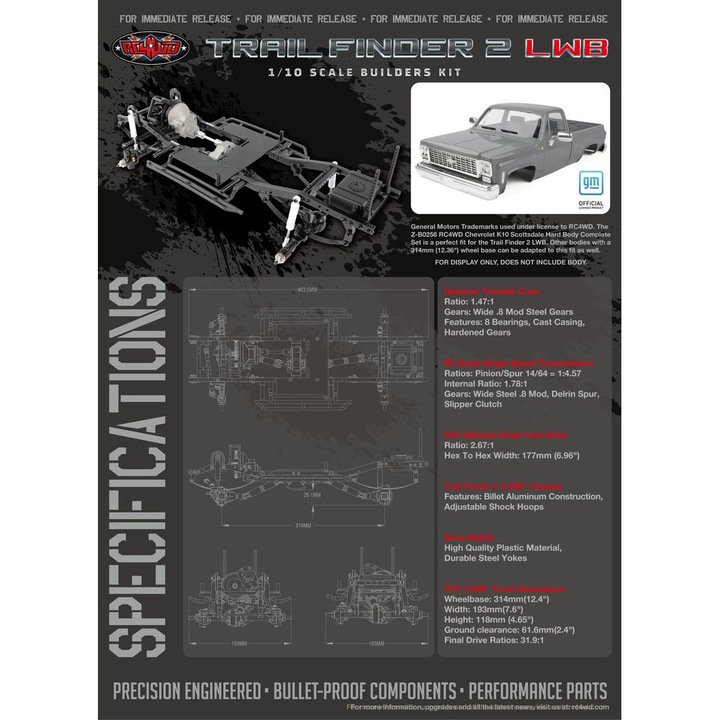 Produktbild Rc4Wd Scale Crawler Trail Finder 2 LWB Chassis Bausatz, 1:10 (Kit)