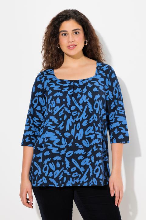 Produktbild Ulla Popken Shirt, A-Linie, Zierfalten, Carree-Ausschnitt, 3/4-Arm (42, 44)