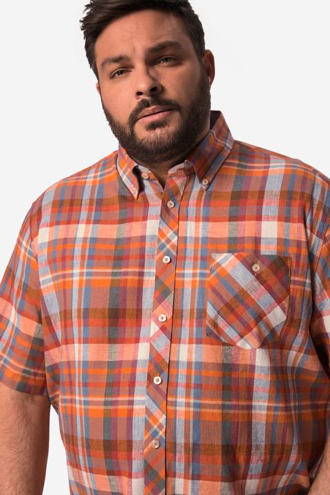 Produktbild Boston Park Leinenmix-Karohemd, Halbarm, Streifen, Buttondown-Kragen, Comfort Fit (XL)