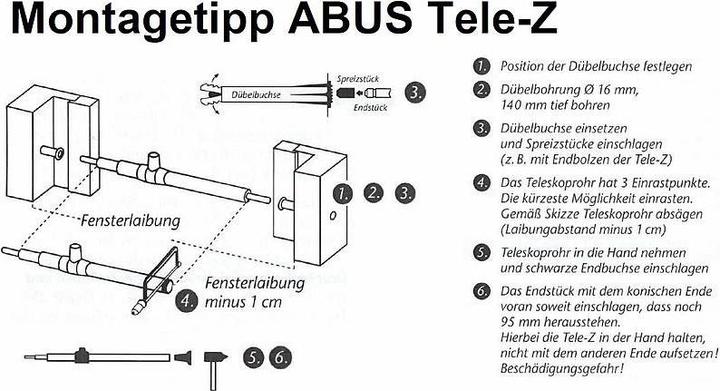 Produktbild Abus Tele-Z 100 W AL0125 Teleskopstange weiss