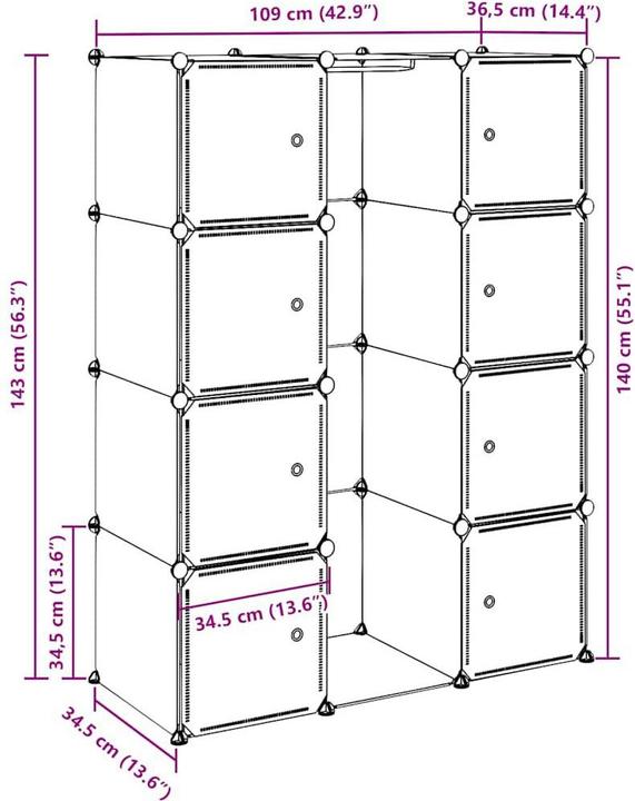 Image du produit VidaXL Modularer Schrank (37 x 115 x 150 cm)
