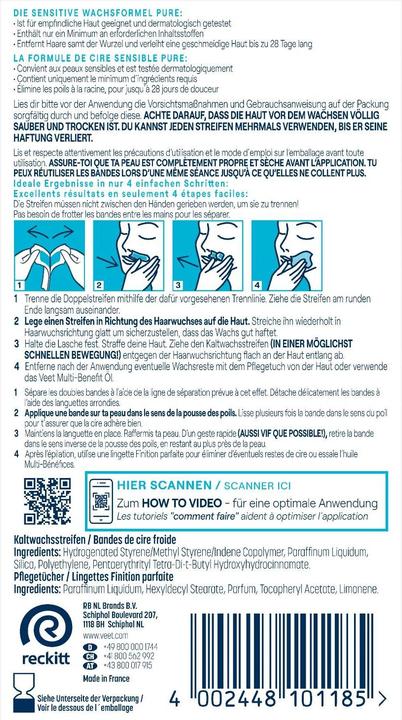 Produktbild Veet Kaltwachsstreifen sensitive Haut Gesicht (24 x, 13 g)