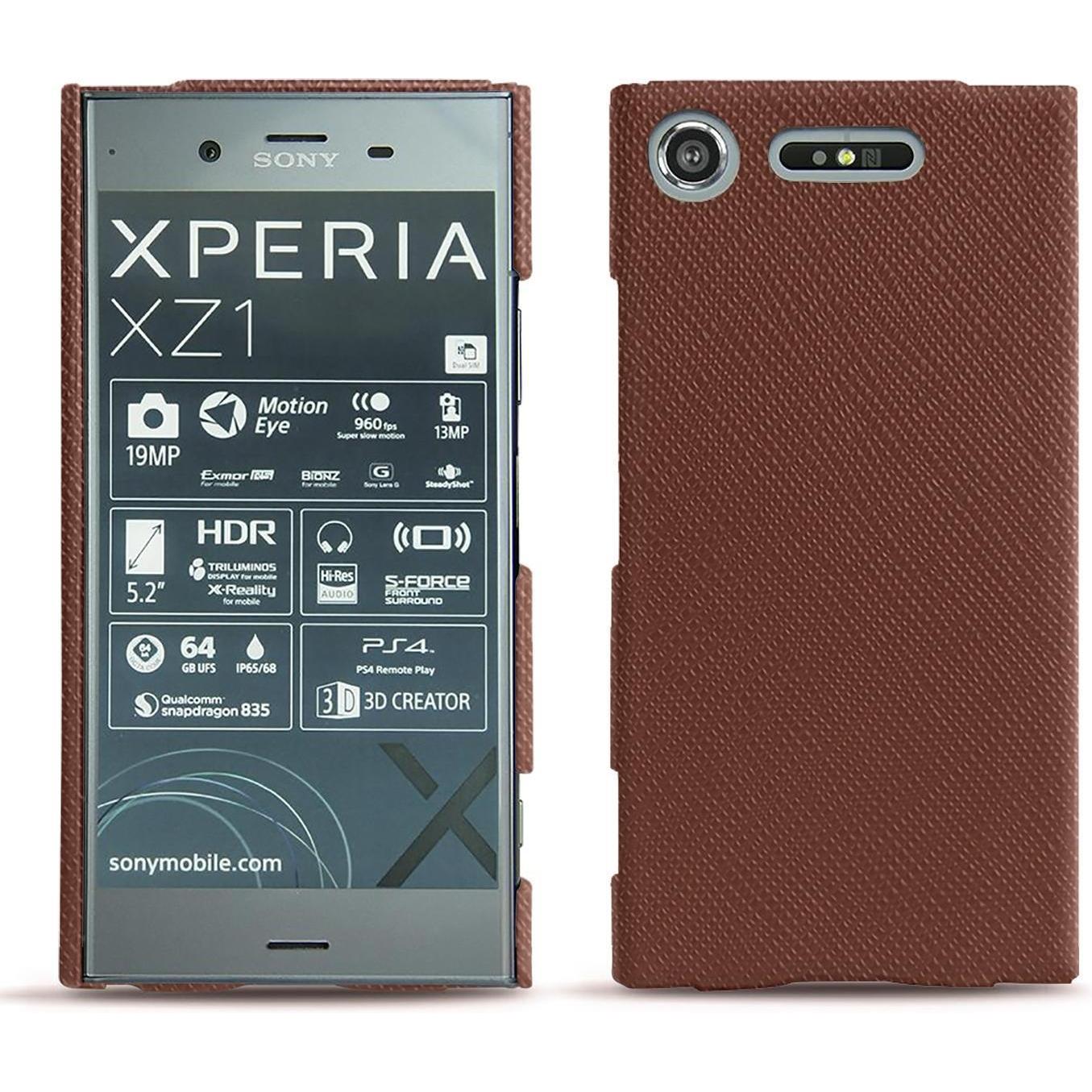 Noreve Lederschutzhülle (Sony Xperia XZ1), Smartphone Hülle, Braun