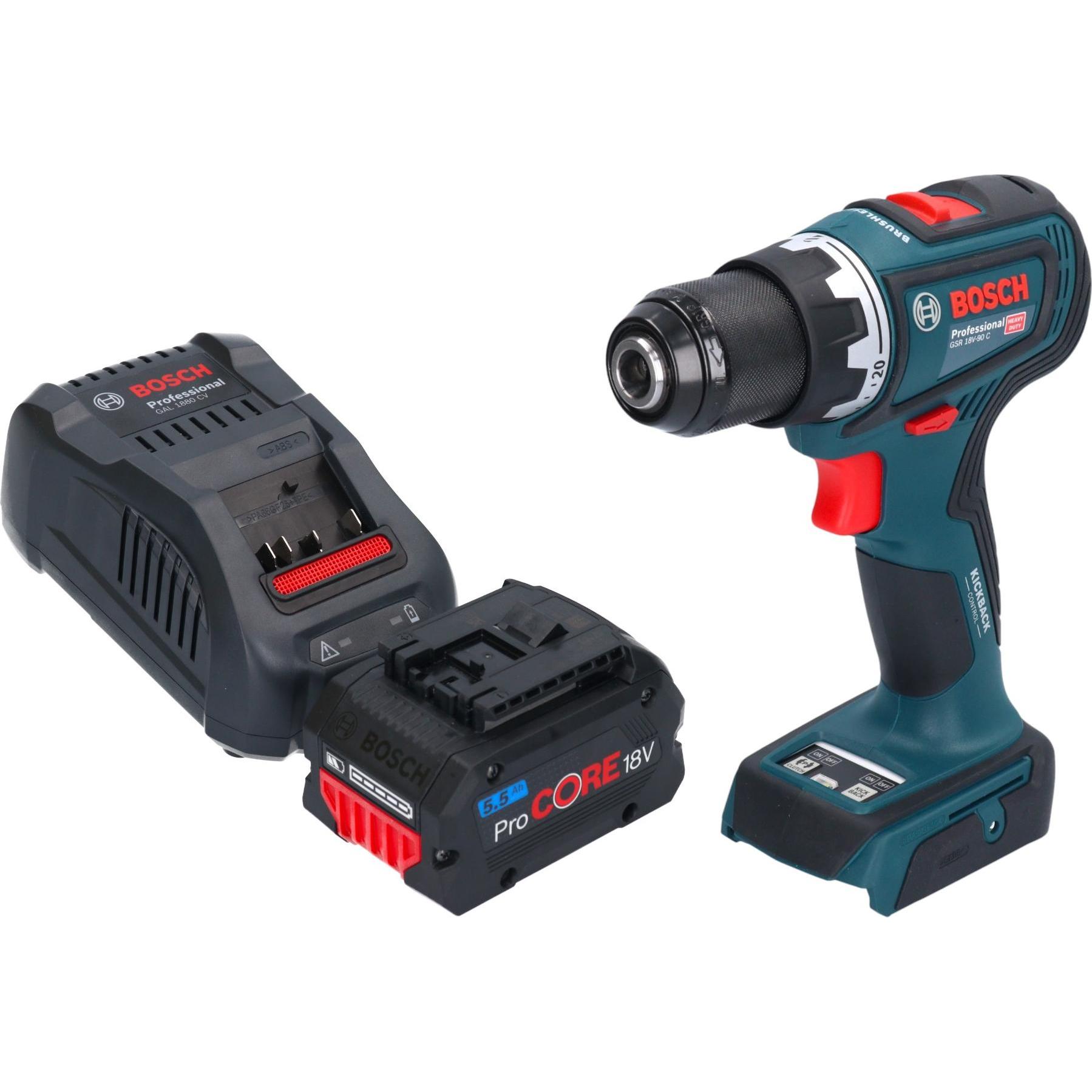 Bosch Professional, Bohrmaschine + Akkuschrauber, Bosch GSR 18V-90 C Professional Akku Bohrschrauber 18 V 64 Nm Brushles...