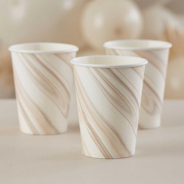 Actual product image Ginger Ray Eco Party Cups Natural Marble - Mix it Brown (8 x)