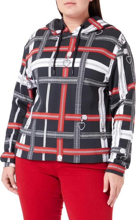 Produktbild Love Moschino Regular Fit Kapuzenpullover mit Allover-Markenreissverschluss-Print (40)