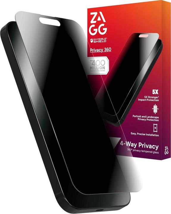 Actual product image Zagg InvisibleShield Glass Elite Privacy 360 Apple Jim SMPro Screen (1 pcs., Apple iPhone 16 Pro)