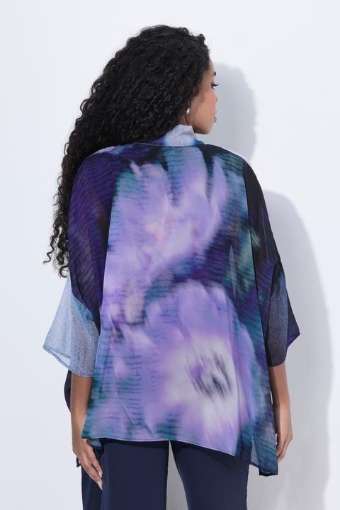 Produktbild Ulla Popken Chiffon-Tunika, doppellagig, Schalkragen, 3/4-Arm (50, 52)