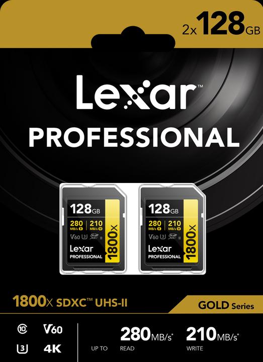 Actual product image Lexar Professional 1800x (2 Pack) (128 GB, SDXC, U3, UHS-II)