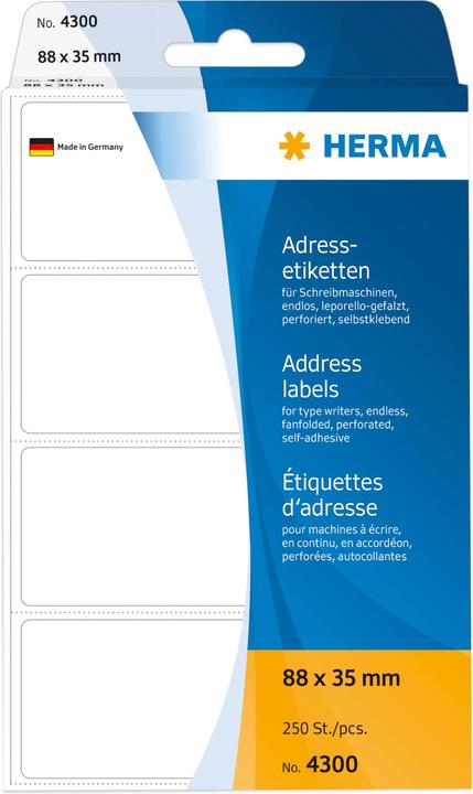 Image du produit HERMA Étiquettes d'adresse pour machines à écrire