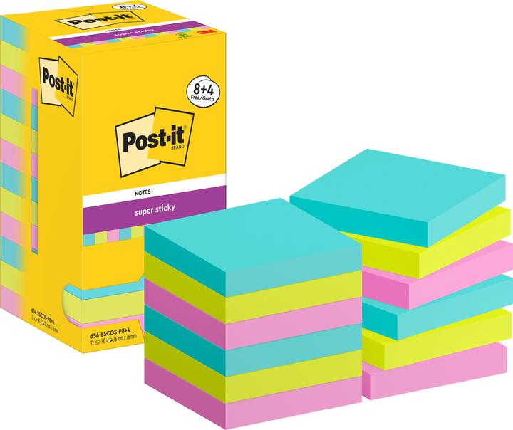 Immagine prodotto Post-it Blocco note Super Sticky 76 x 76 mm, Cosmic, 12 foglietti (76 x 76 mm)