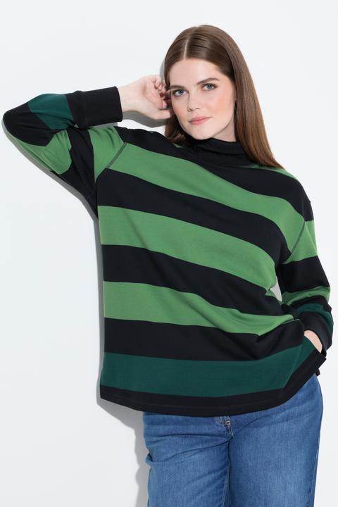 Produktbild Ulla Popken Sweatshirt, Streifen, Stehkragen, Langarm (42, 44)