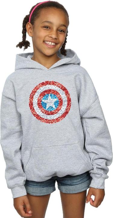 Produktbild Captain America Pixelated Shield Kapuzenpullover Mädchen (152, 158)
