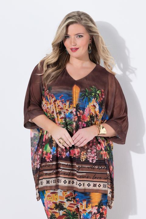 Produktbild Miamoda Mesh-Bluse, oversized, Blumenmuster, blickdichtes Jerseytop (46)