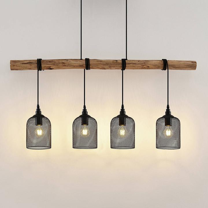 Immagine prodotto Lindby Lampada a sospensione Elrond 4 Nero/Legno (E27)