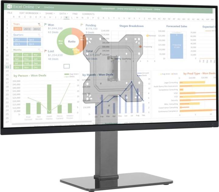Produktbild Techly Schreibtischhalterung für 1 LCD TV LED 58-121cm 23-43Zoll schwarz (Tisch, 43", 40 kg)