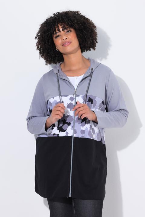 Produktbild Angel of Style Long-Sweatjacke, A-Linie, Leo-Streifen, Rücken-Wording (44)