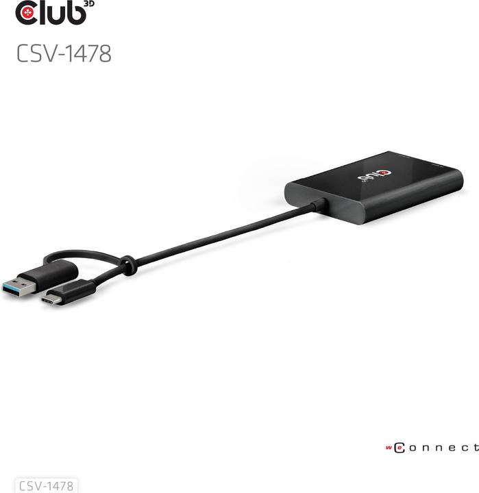 Produktbild Club 3D Club3D Adapter USB-C > 2x DP 4K@60Hz mit USB-A Adapter St/Bu retail (USB-A, 27.50 cm)
