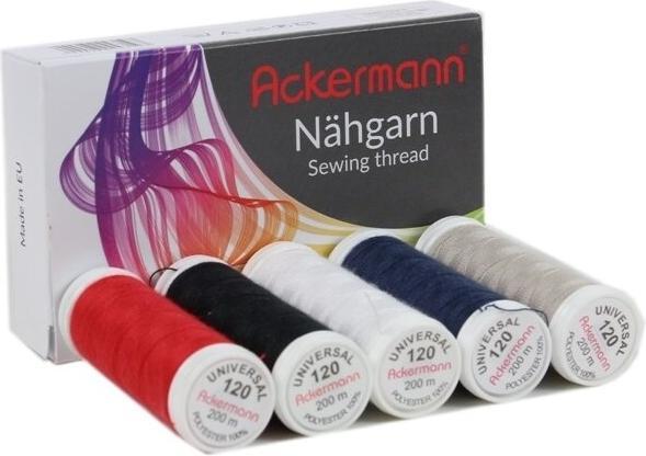 Produktbild 5X 200m UNIVERSAL NÄHGARN (Allesnäher), Stärke 120, 100% Polyester, reissfest (Bunt, Farben (200 m)