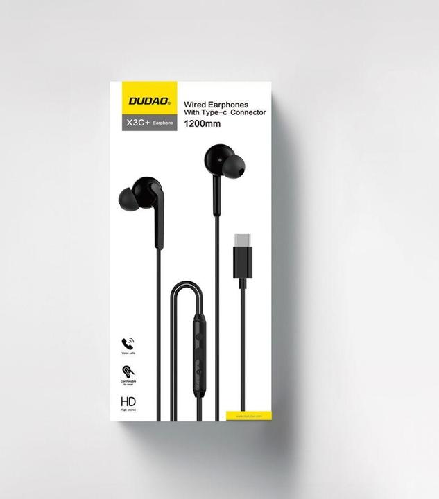 Actual product image Dudao X3C+ wired USB-C in-ear headphones 1.2m - black (Cable)