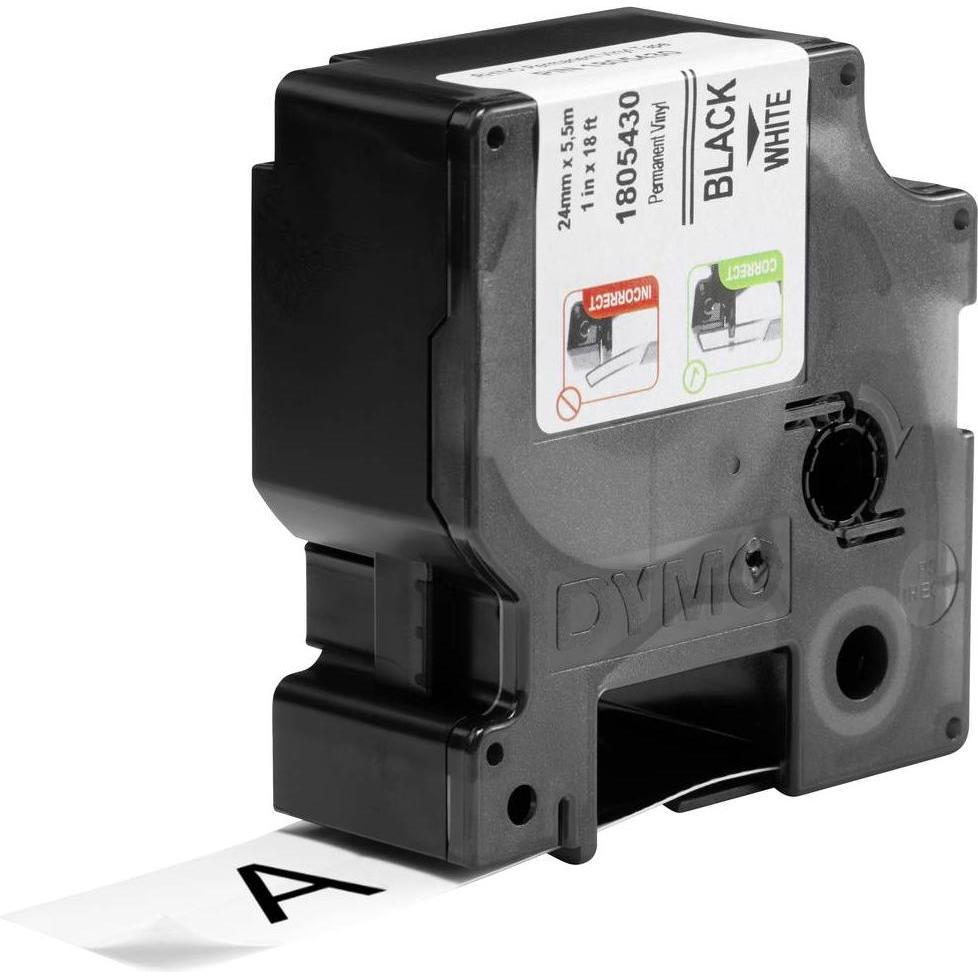 Thumbnail - Dymo, Beschriftungsband, Rhino 24mm schwarz auf weiß Vinyl (2.40 cm, Weiss)