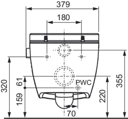 Produktbild TECE TECEone Wand-WC mit Duschfunktion, Kaltwasser, spülrandlos