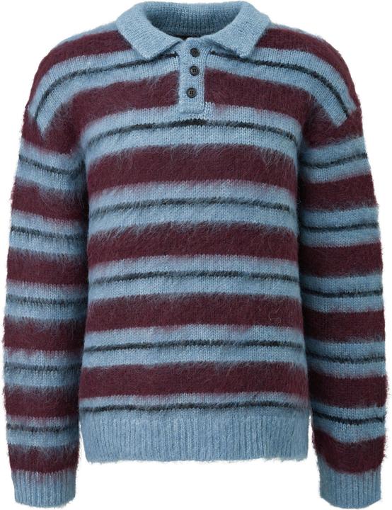 Produktbild s.Oliver Strickpullover Gestreifter Strickpullover mit Polokragen und Flauschgarn (M)
