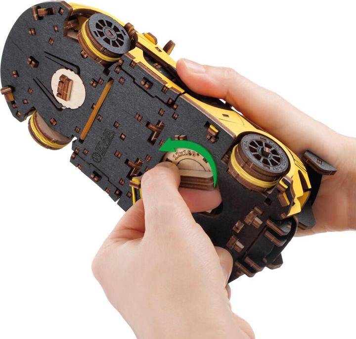 Actual product image Eco Wood Art Mechanical 3D wooden-puzzle - Racing Car -Yellow (237 parts)
