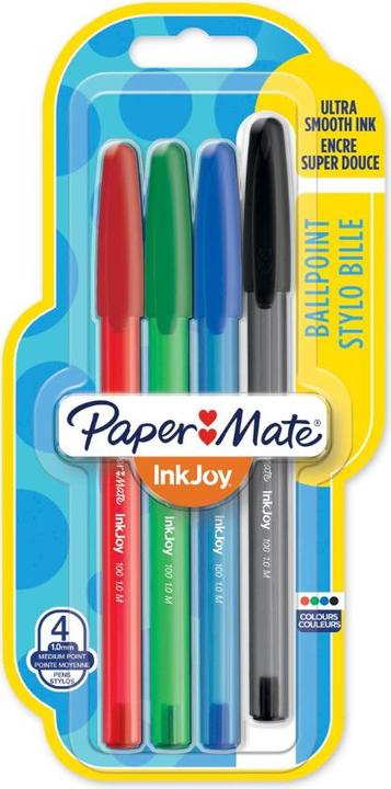 Actual product image Paper Mate Ballpoint InkJoy 100 Cap 4er M (Green, Blue, Black, Red, 4 x)