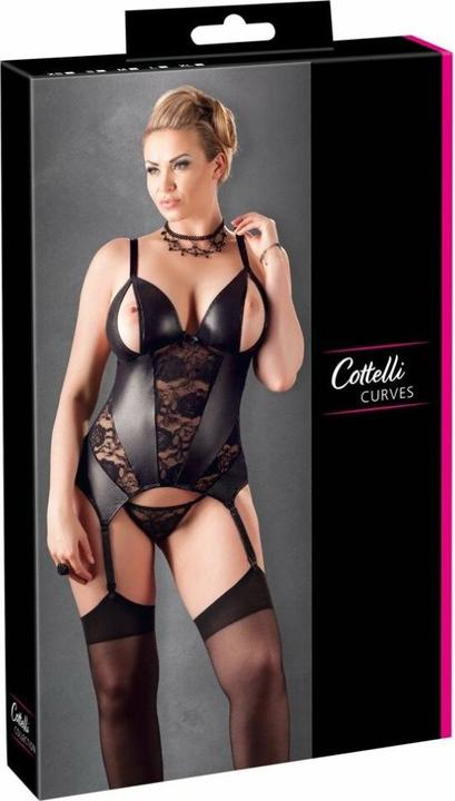 Productafbeelding Cottelli Collection Jarretel chemise met open cups (3XL)