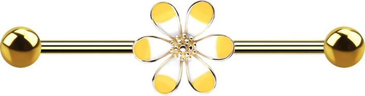 Image du produit Star Piercing Barbell 14k vergoldet zweifarbige Blume gelb (Laiton, Acier chirurgical 316L)